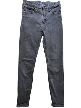 J.Crew Women's High Rise Skinny Jeans Stretch Denim Size 27 Black Dark Wash